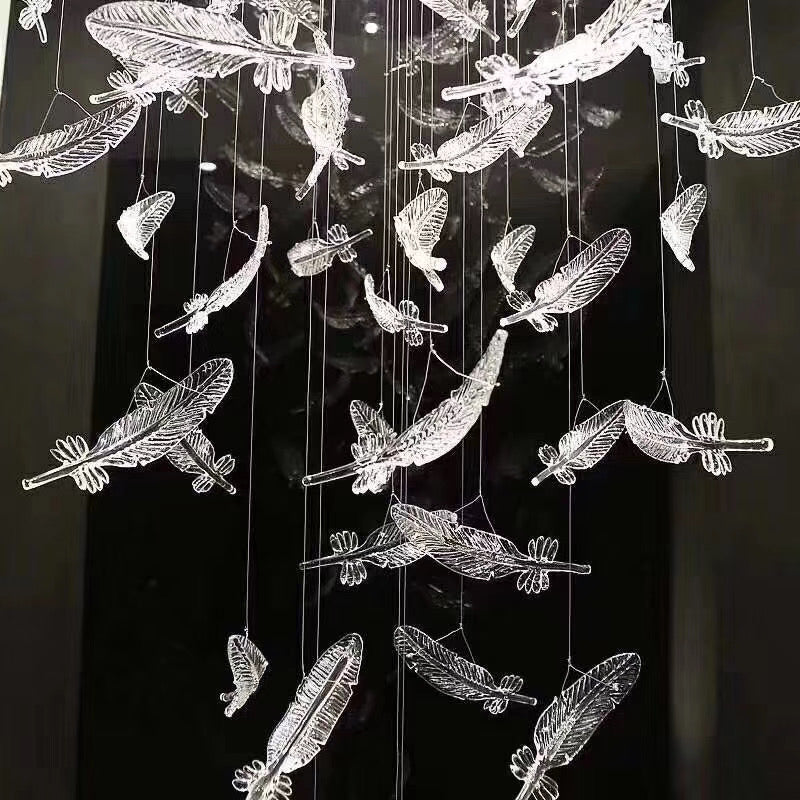 Feather Art Crystal Glass Chandelier