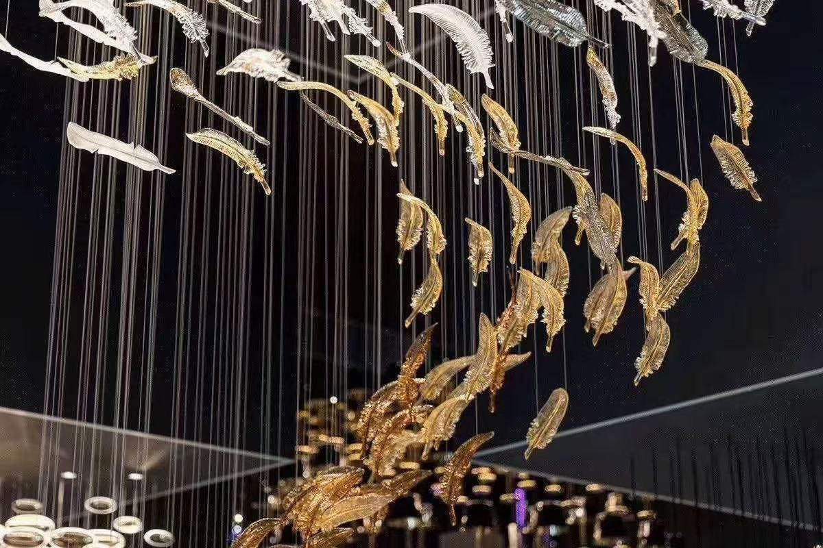 Feather Art Crystal Glass Chandelier