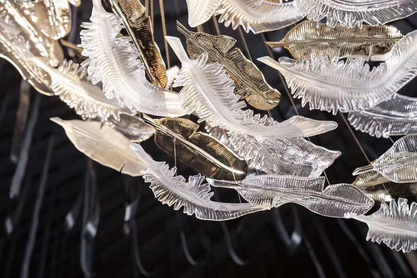 Feather Art Crystal Glass Chandelier
