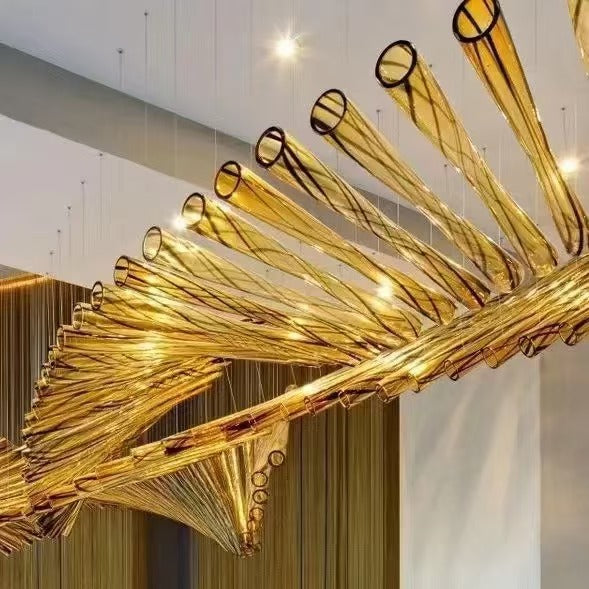 Fish bone shape crystal glass chandelier for hotel lobby