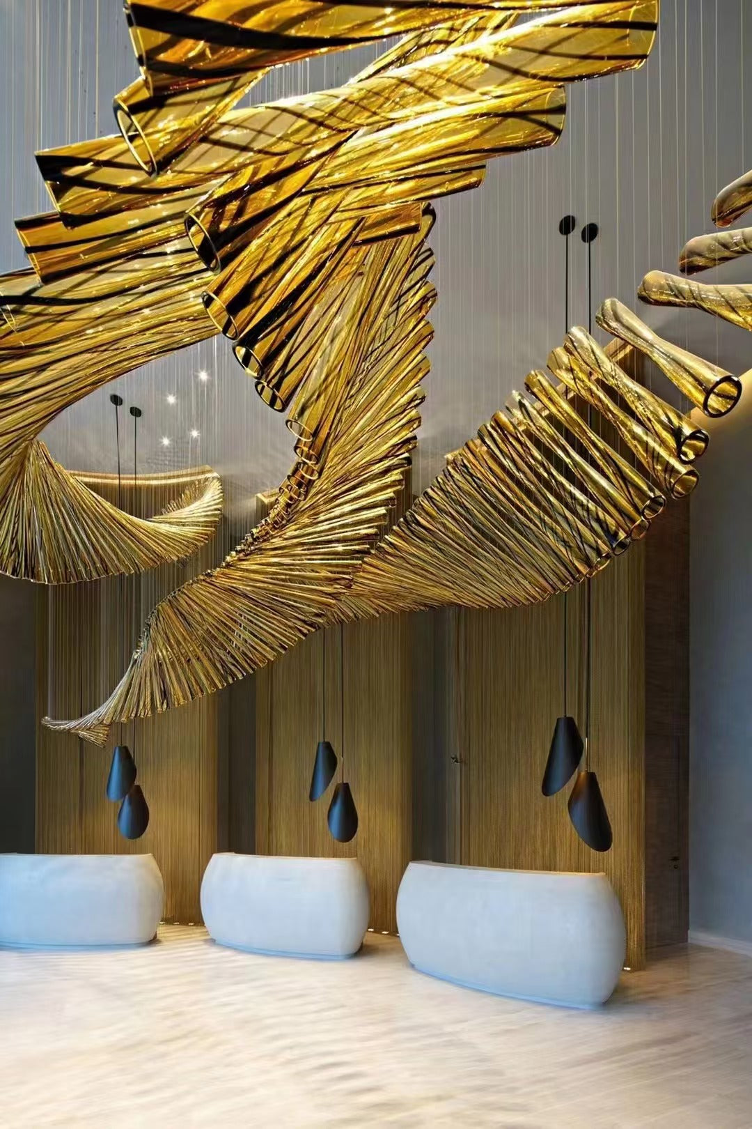 Fish bone shape crystal glass chandelier for hotel lobby