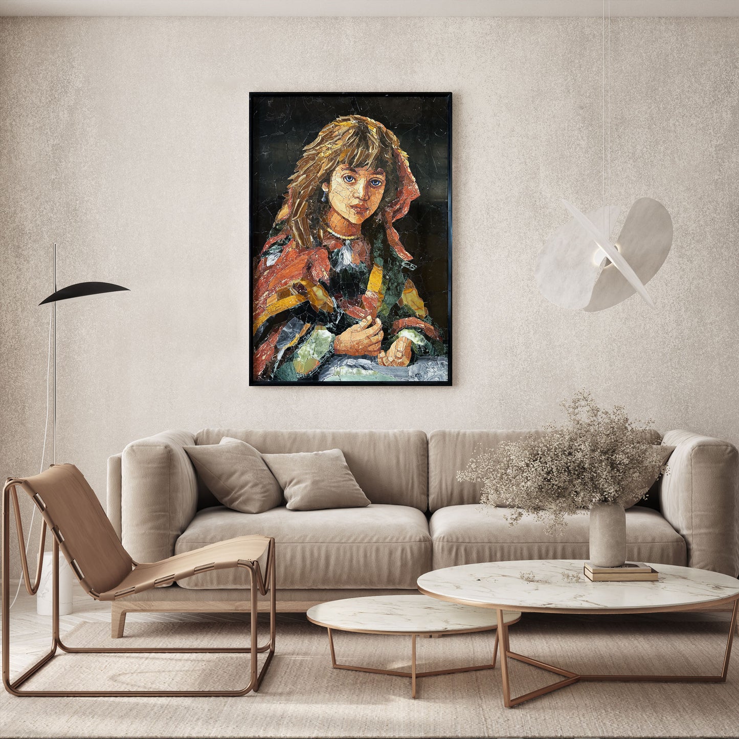 Mosaic Portrait Custom Marble Art Mosaic Decoration Marble Tile Cut Mosaic Mural