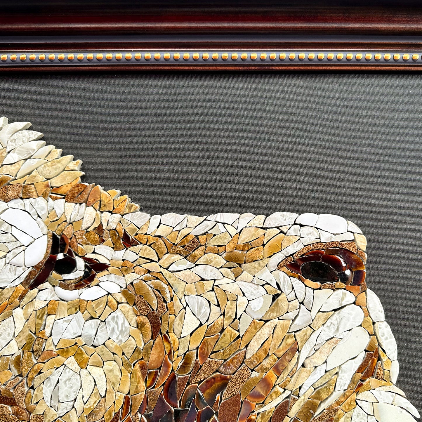 Framed Lion Porcelain Mosaic