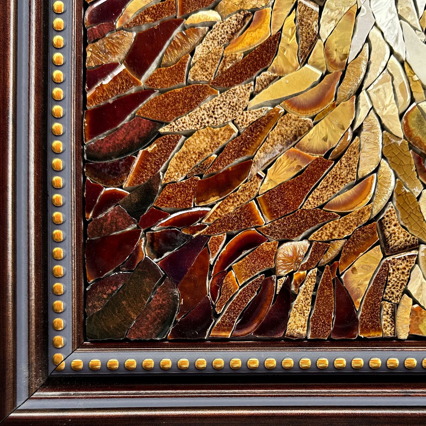 Framed Lion Porcelain Mosaic