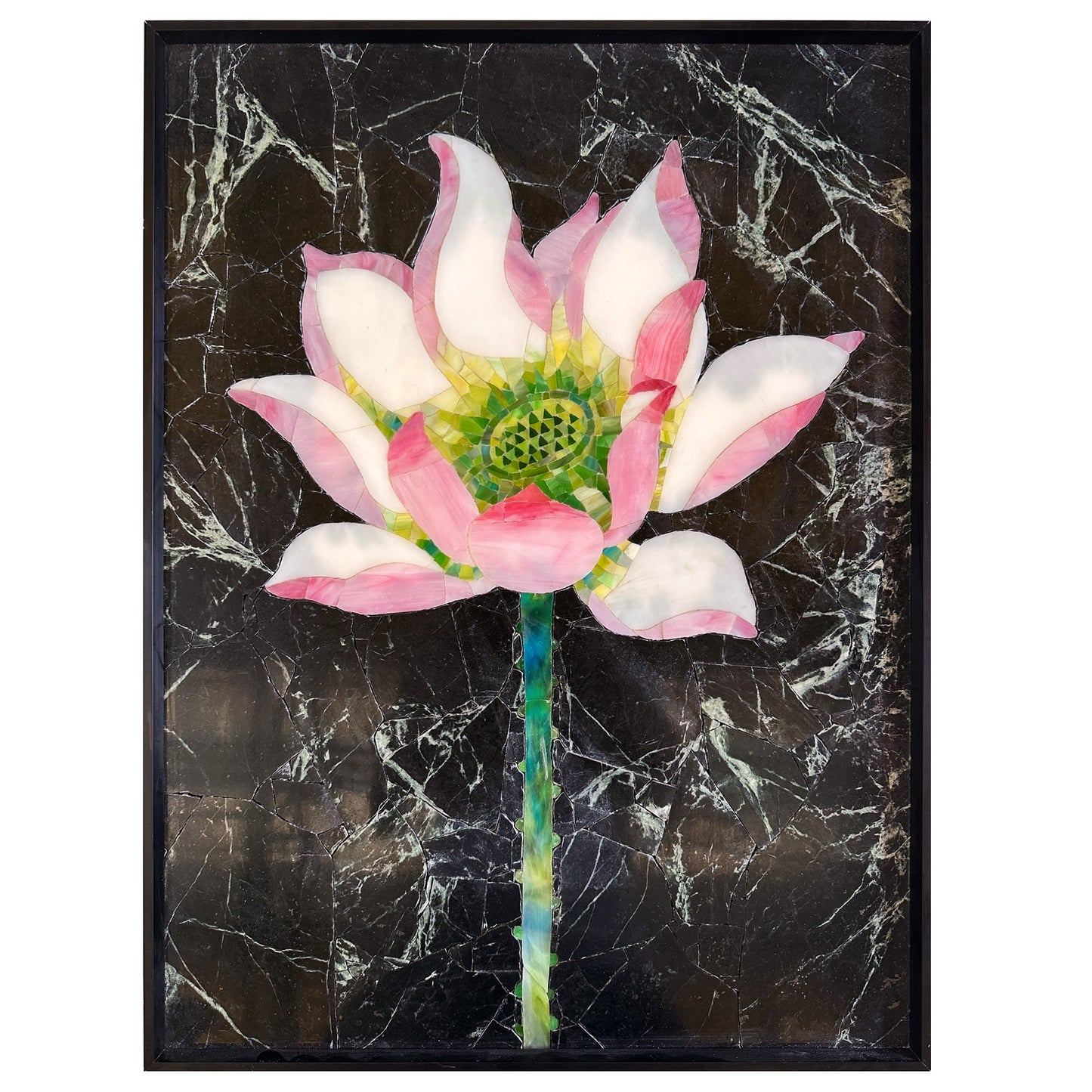 Framed Lotus Marble&Jade Mosaic