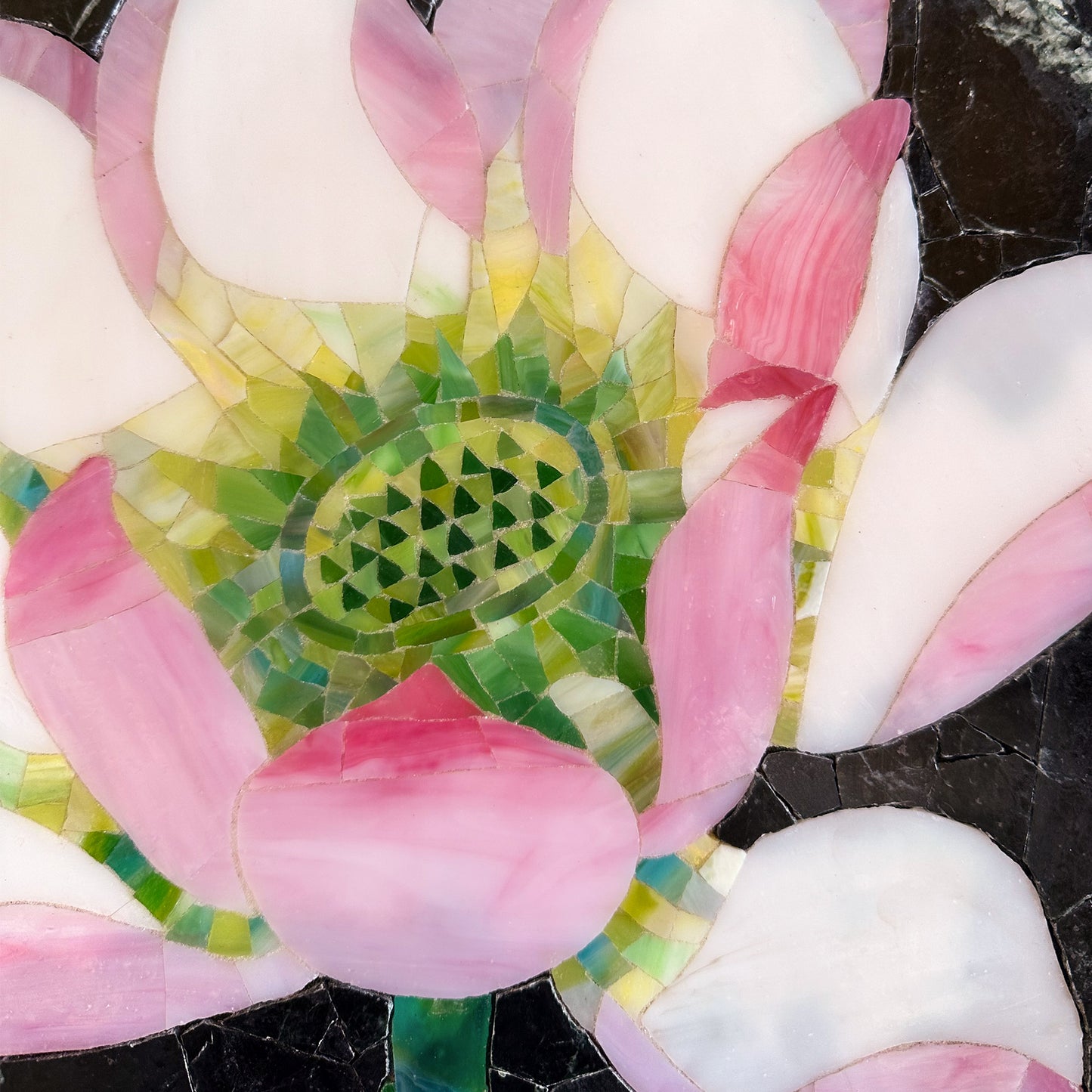 Framed Lotus Marble&Jade Mosaic