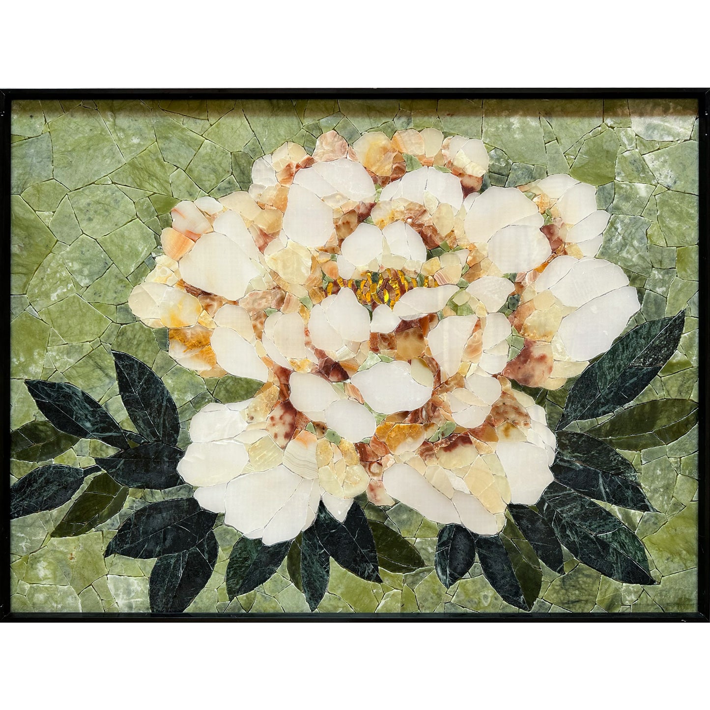 Big Flower Marble&Jade Mosaic as Mosaic Wall Art