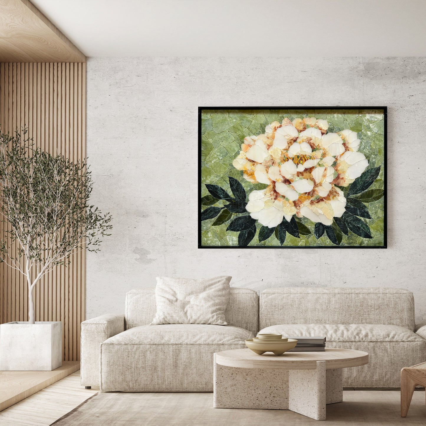 Big Flower Marble&Jade Mosaic as Mosaic Wall Art