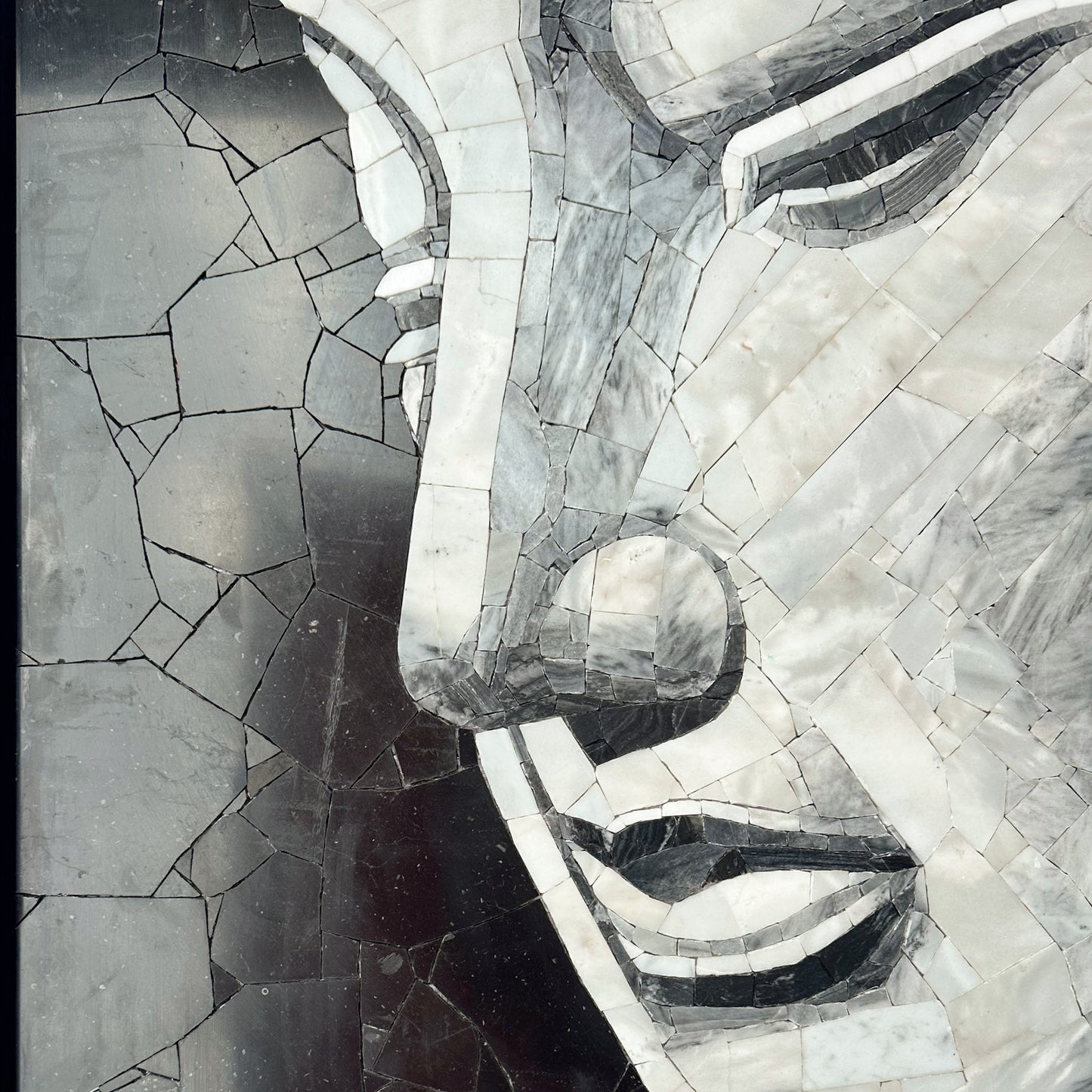Mosaic Murals of Buddha Head Made of Marble&Jade Stone Arty Mosaic