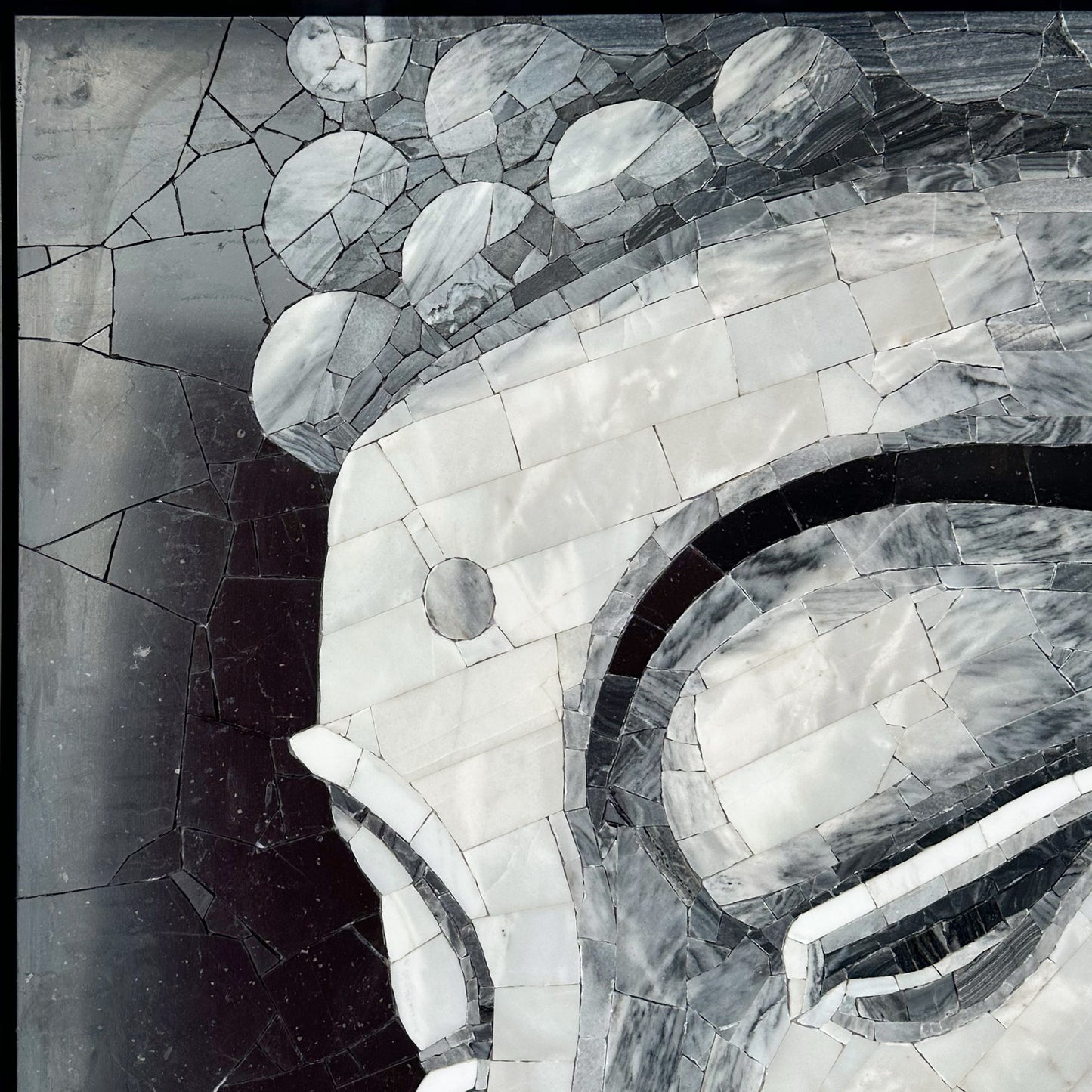 Mosaic Murals of Buddha Head Made of Marble&Jade Stone Arty Mosaic