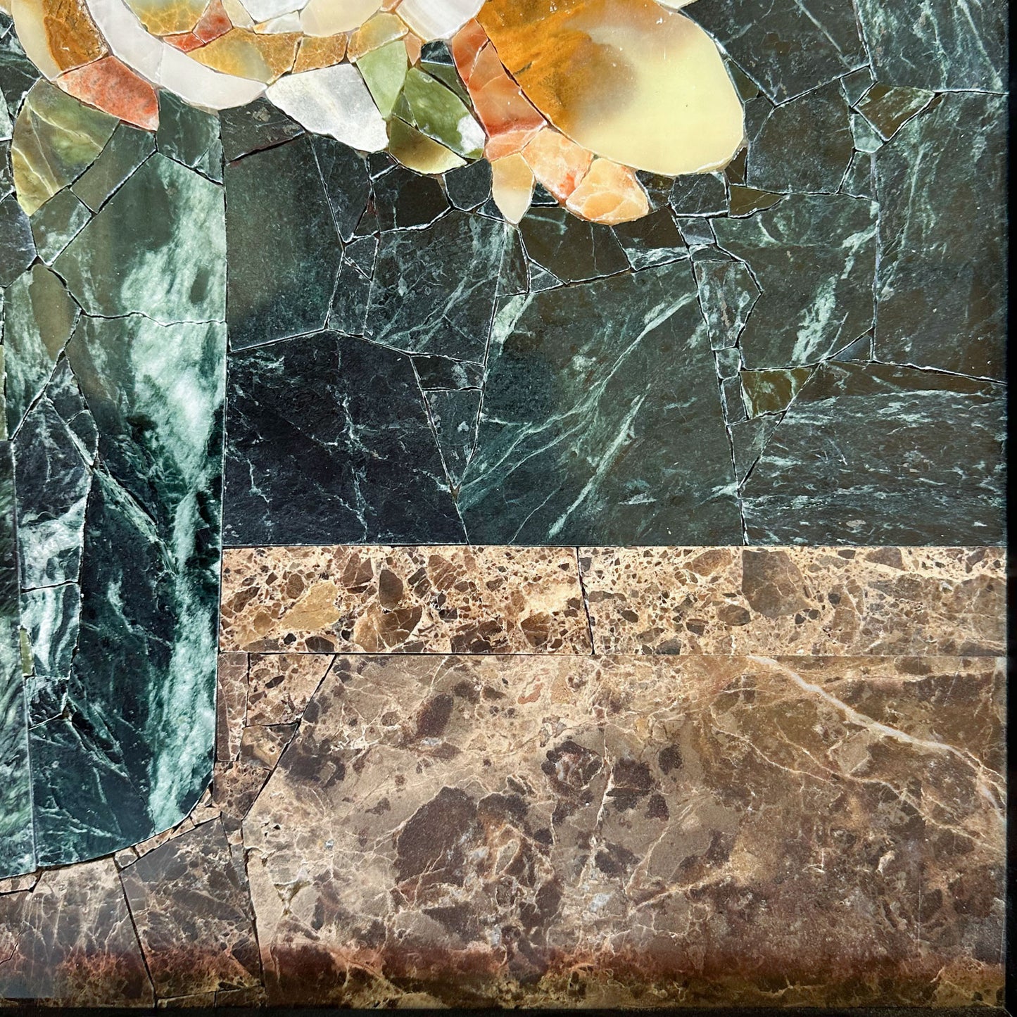 Flowers in Bottle Multicolor Mural Mosaic Tiles for Decoration Made from Natural Stones and Marble Mosaic