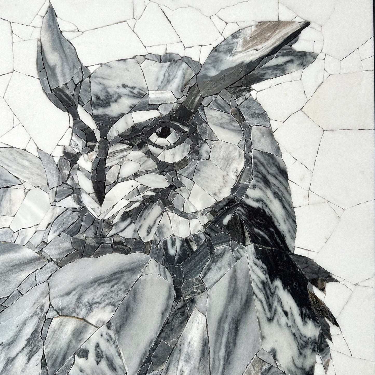 Owl Mosaic Made of Nature Marble