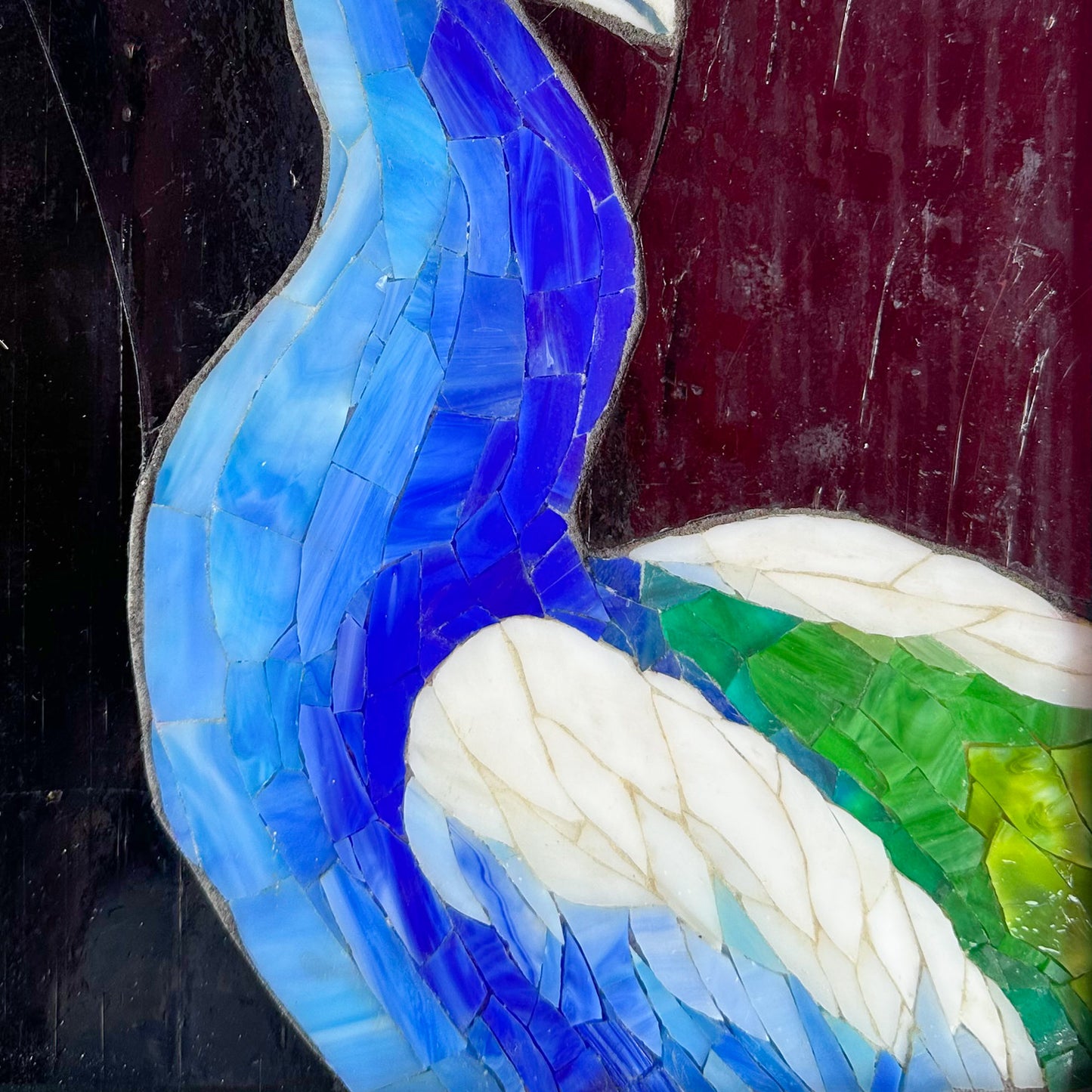 Framed Peacock Mosaic Made of Glass Mosaic