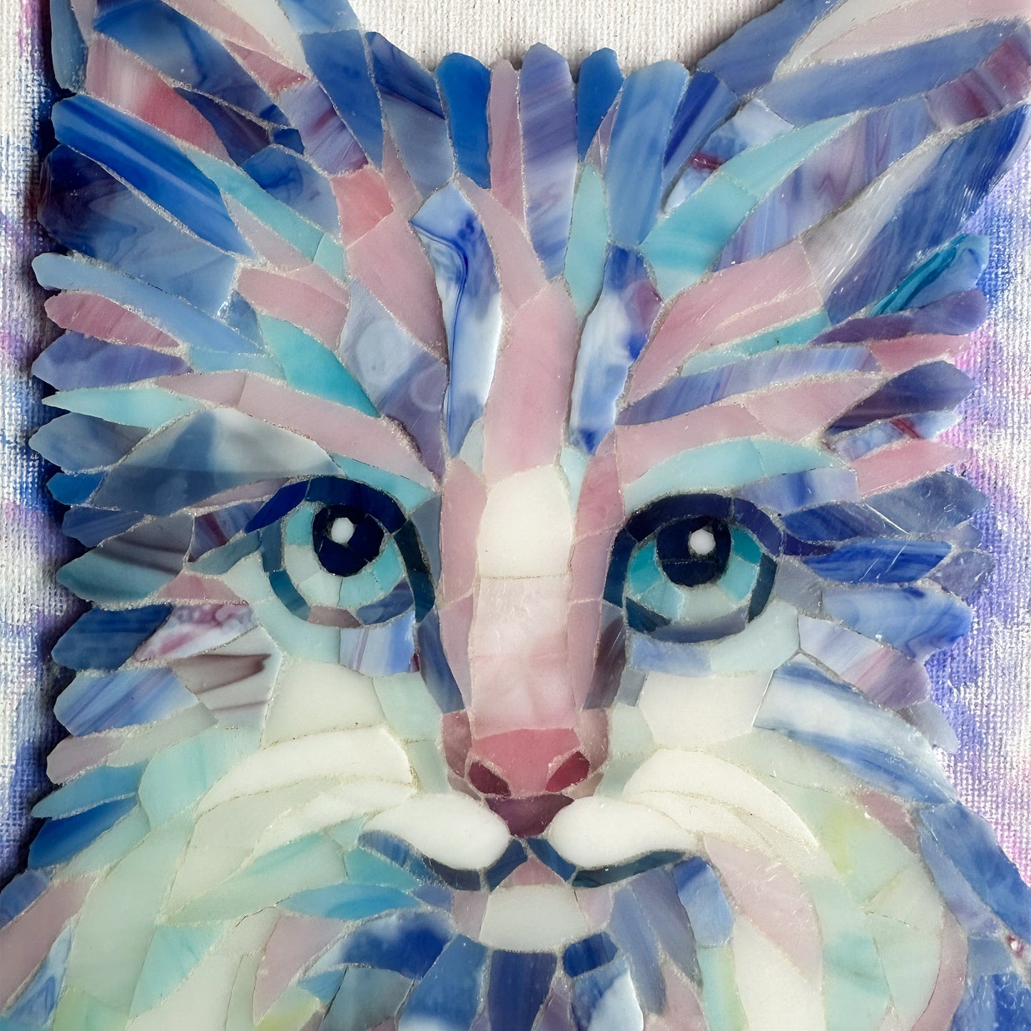 Smiling Little Cat Glass Mosaic Arty with Photo frame