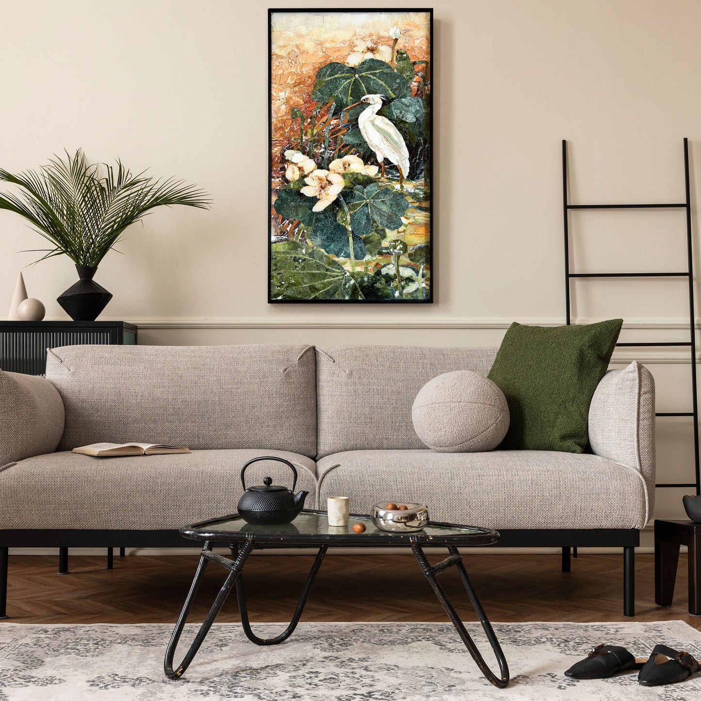 Red-crownedCrane Mosaic Tiles for Art Wall Decor