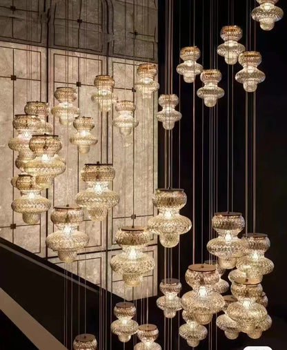 Gourd shape of crystal glass chandelier hand made for stairwell