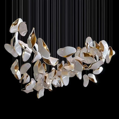 Shaped Geometry Shape Chandelier Golden and White Color