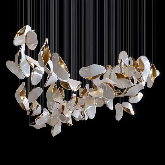 Shaped Geometry Shape Chandelier Golden and White Color