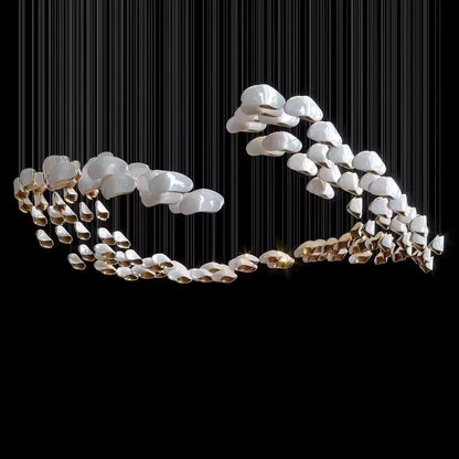 Shaped Geometry Shape Chandelier Golden and White Color
