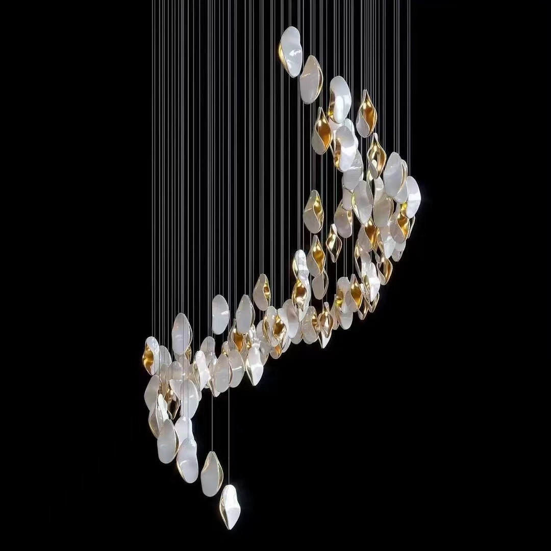 Shaped Geometry Shape Chandelier Golden and White Color