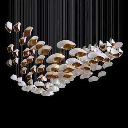 Shaped Geometry Shape Chandelier Golden and White Color