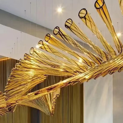 Fish bone shape crystal glass chandelier for hotel lobby