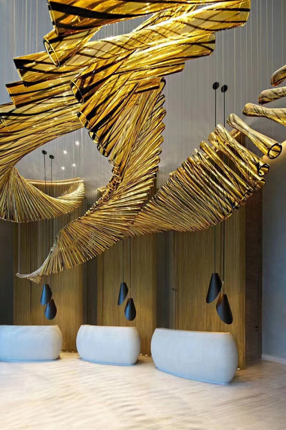 Fish bone shape crystal glass chandelier for hotel lobby