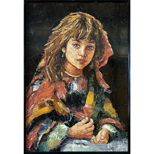 Mosaic Portrait Custom Marble Art Mosaic Decoration Marble Tile Cut Mosaic Mural