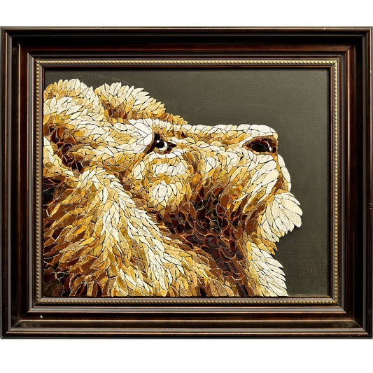 Framed Lion Porcelain Mosaic