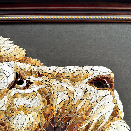 Framed Lion Porcelain Mosaic