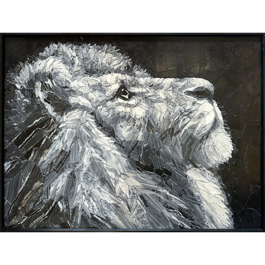 Animal Mosaic ,Yearning Lion Mosaic  Marble&Jade Mosaic