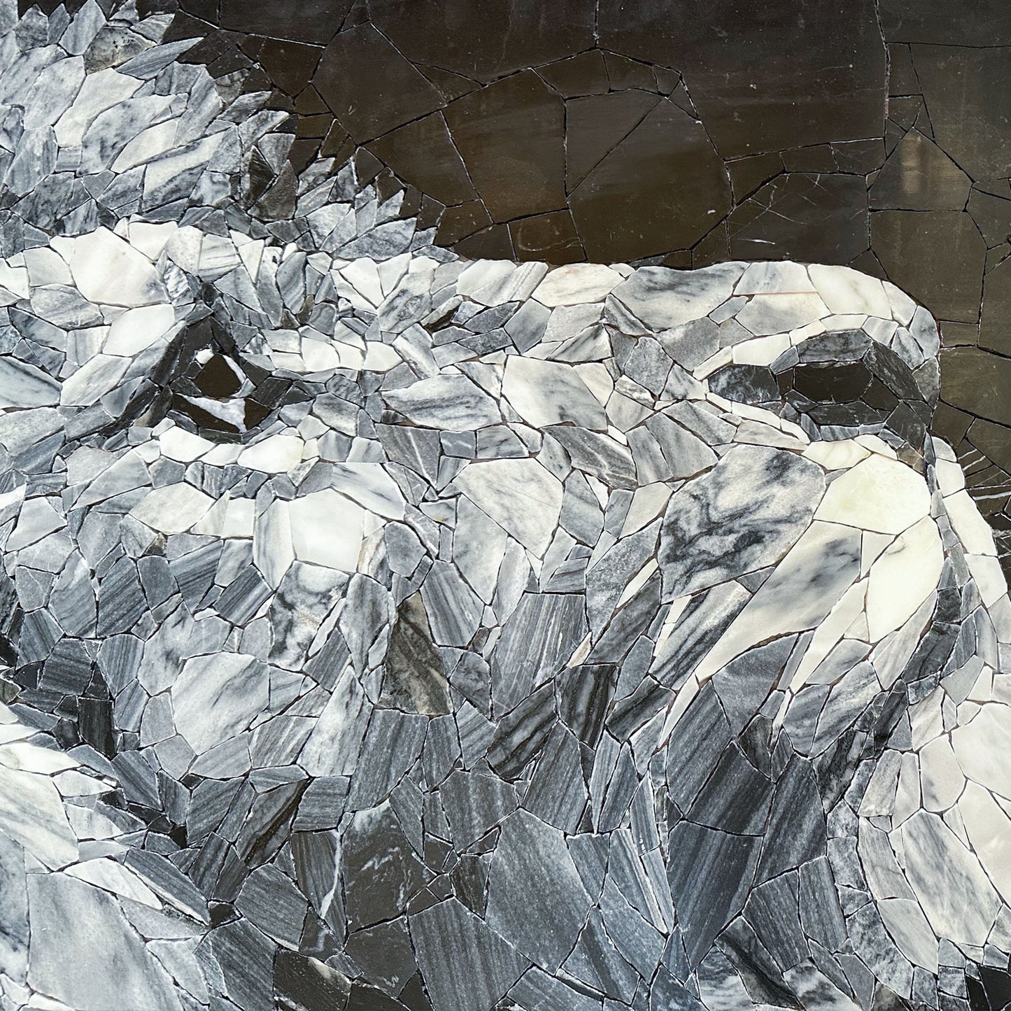 Animal Mosaic ,Yearning Lion Mosaic  Marble&Jade Mosaic