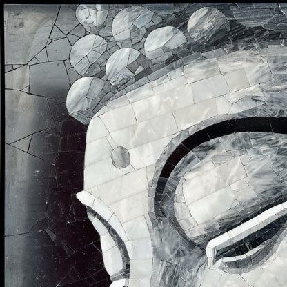 Mosaic Murals of Buddha Head  Made of Marble&Jade Stone Arty Mosaic