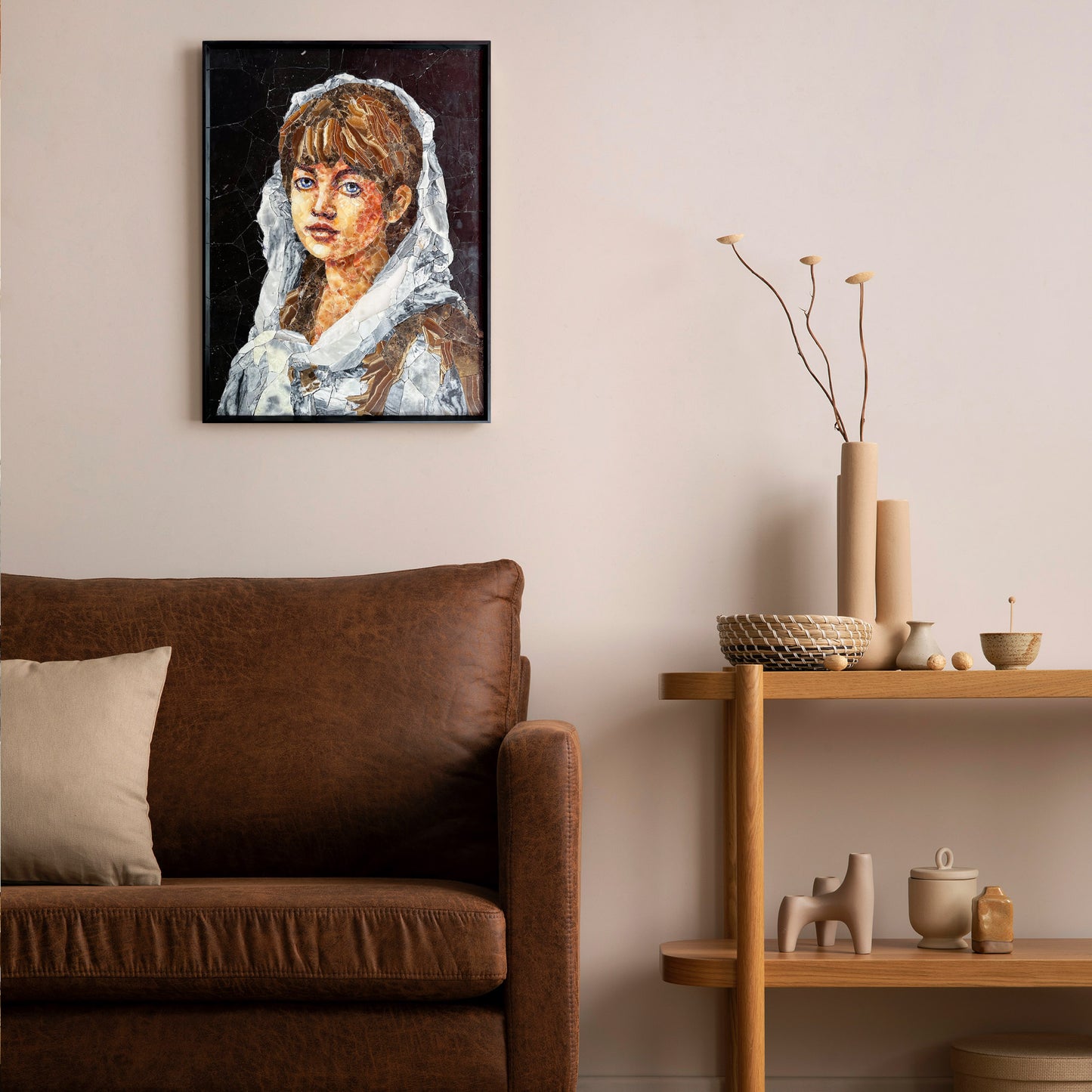 Mosaic Portrait made of Nature Stone and Marble Mosaic
