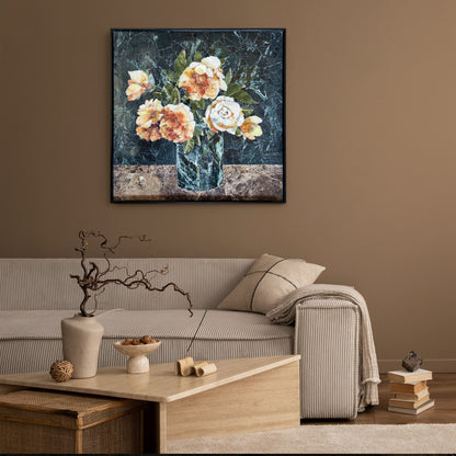 Flowers in Bottle  Multicolor Mural Mosaic Tiles for Decoration Made from Natural Stones and Marble Mosaic
