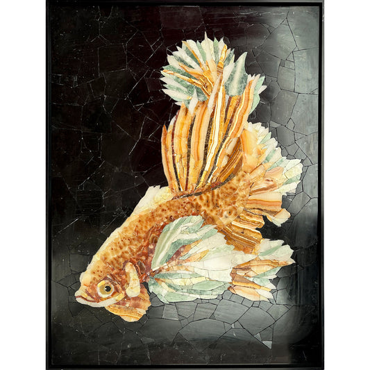 Free Fish in Framed Marble&Jade Mosaic