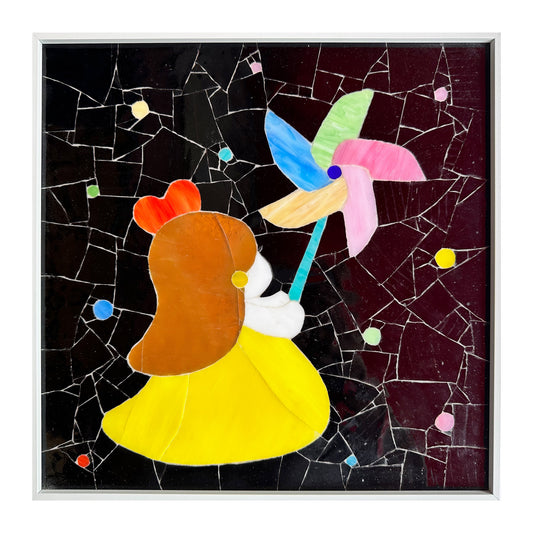 Little Girl with Pinwheel Porcelain Mosaic