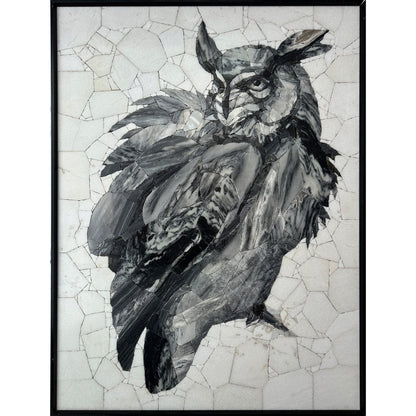 Owl Mosaic Made of Nature Marble