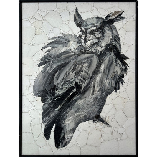 Owl Mosaic Made of Nature Marble