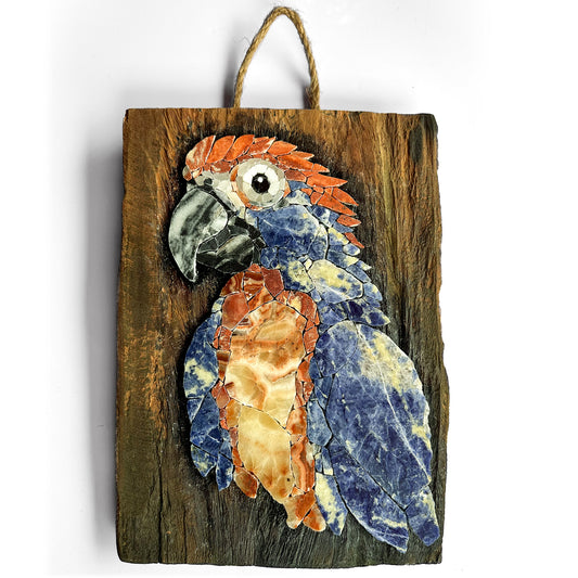 Parrot Mosaic on Wood Board as Arty Decor
