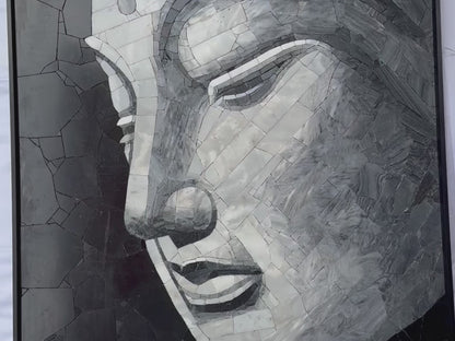 Mosaic Murals of Buddha Head  Made of Marble&Jade Stone Arty Mosaic