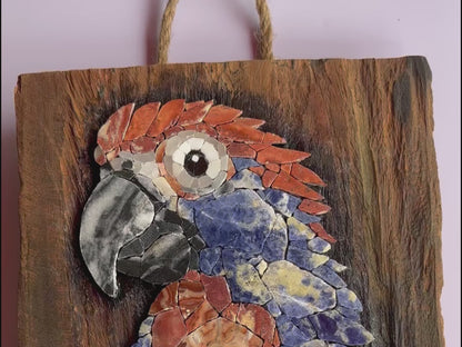 Parrot Mosaic on Wood Board as Arty Decor