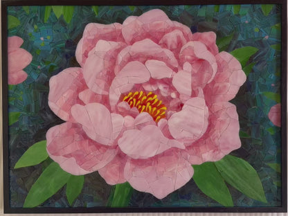 Chinese Peony Glass Arty Mosaic Wall Decor