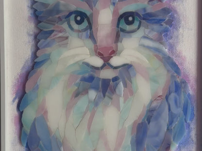 Smiling Little Cat Glass Mosaic Arty with Photo frame