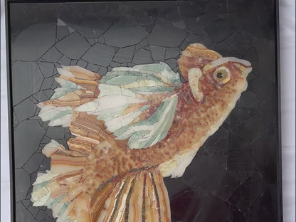 Free Fish in Framed Marble&Jade Mosaic