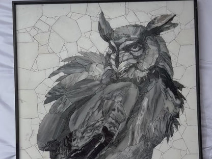 Owl Mosaic Made of Nature Marble