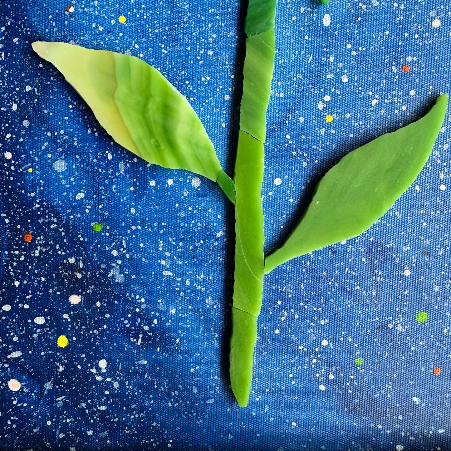 Rose on Dark Blue Sky Glass Arty Mosaic