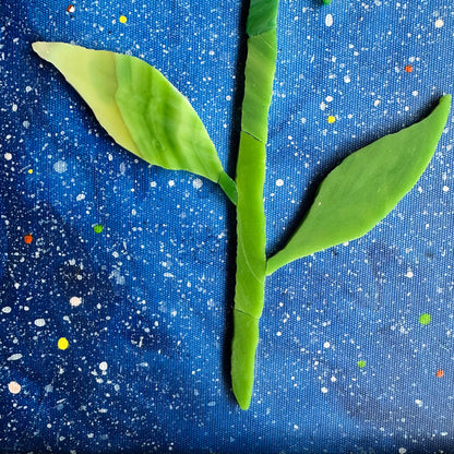 Rose on Dark Blue Sky Glass Arty Mosaic