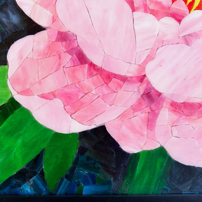Chinese Peony Glass Arty Mosaic Wall Decor