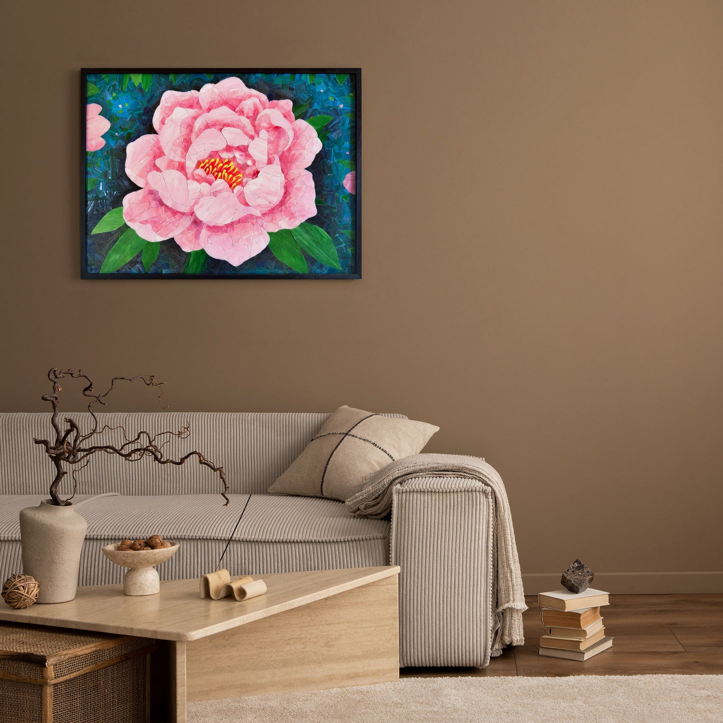 Chinese Peony Glass Arty Mosaic Wall Decor